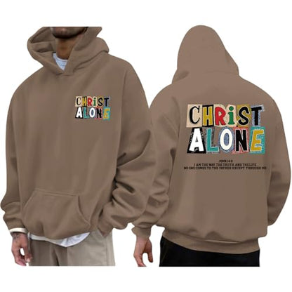 Christian Hoodies For Men Jesus Religious God Hoodie Faith Bible Verse Sweatshirt inspirational Cotton Pullover Tops - color: Coffee, size: Small
