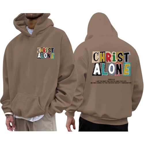 Christian Hoodies For Men Jesus Religious God Hoodie Faith Bible Verse Sweatshirt inspirational Cotton Pullover Tops - color: Coffee, size: Small