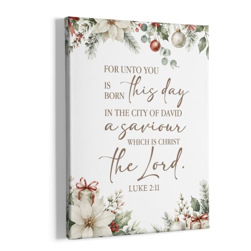 HIWX Christian Christmas Floral Wall_Art Decor Framed Canvas Painting 11x14 - color: time, size: 14"L x 11"W