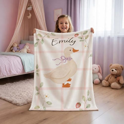 Personalized Strawberry Goose Blanket, Custom Baby Throw Gift - color: #Ver15