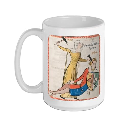Proverbs 31 29 31 Woman Medieval Christian Art Design Ceramic Mug, White, 15oz - color: White, size: 15 Ounces