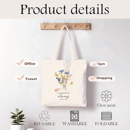Christian Canvas Tote Bag for Women, Inspirational Faith Shoulder Bag - color: Bible 02