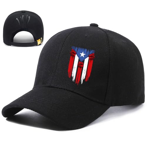 Baseball Cap for Men Cotton Black Baseball Hat for Mens Snapback Hats Trucker Dad Hat Snap Back Flat Bill Men's Caps - color: Puerto Rico