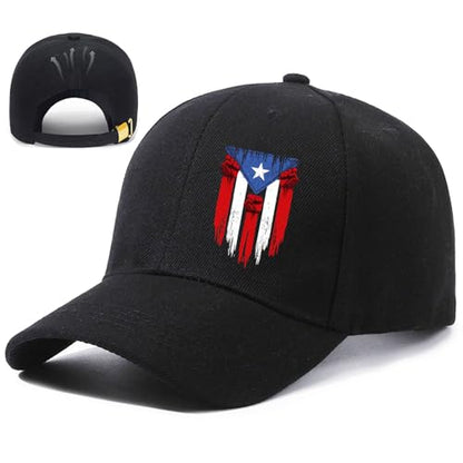 Baseball Cap for Men Cotton Black Baseball Hat for Mens Snapback Hats Trucker Dad Hat Snap Back Flat Bill Men's Caps - color: Puerto Rico