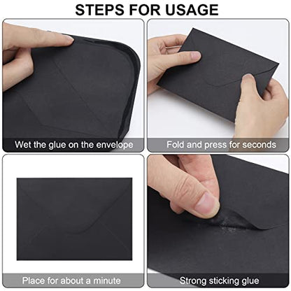 100 Pack Black 4x6 Envelopes, Contour Flap A4 Envelopes for Engagement Invites, Weddings Invitation, announcements, Baby shower, Perfect for RSVP Card 120gsm, 4.5 x 6.4 Inches - 100% Recycled - color: Black-100