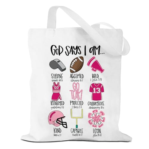 VICBOU Bible Verse Canvas Tote Bag, Inspirational Religious Christian Gifts for Women Men Canvas Tote Reusable Grocery Bags - color: Godsays05