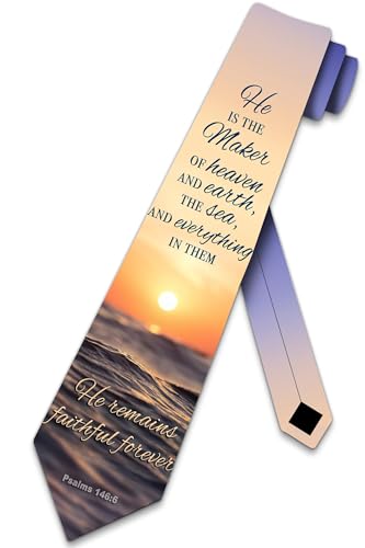 Three Rooker Faith Ties Mens Religious Necktie Psalms Bible Verse Tie for Men Christian Neckties