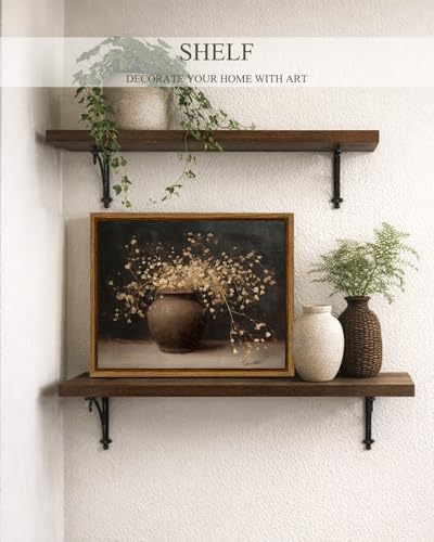 InSimSea Framed Canvas Wall Art, Dark Moody Still Life, 10" L x 8" W - color: Dark Flowers