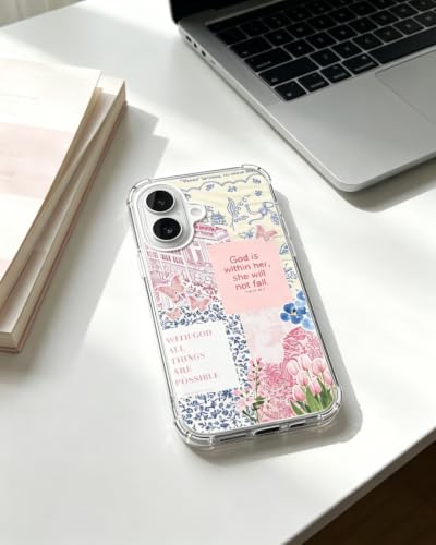 Pink Christian Phone Case Compatible with iPhone 17, Jesus God Floral Aesthetic Phone Cover for iPhone 17 - color: Pink Christian
