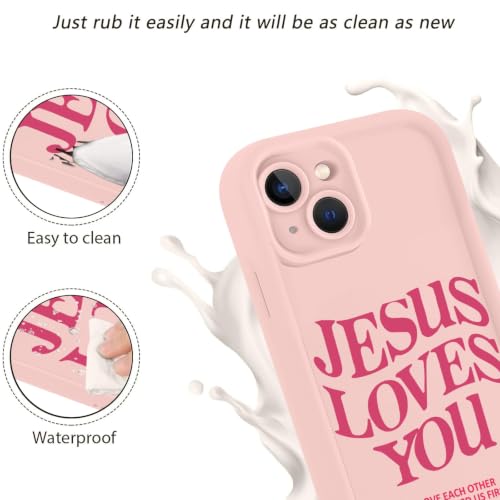 for iPhone 13 6.1'' 2 Pack Cute Christian Jesus Phone Case - color: Pink & Brown Jesus Faith Slogan, size: iPhone 13