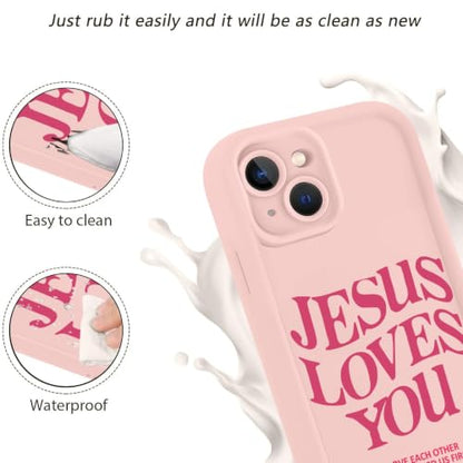 for iPhone 13 6.1'' 2 Pack Cute Christian Jesus Phone Case - color: Pink & Brown Jesus Faith Slogan, size: iPhone 13