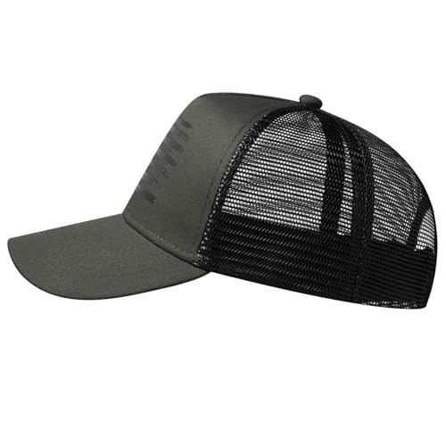 Baseball Cap, American Flag Trucker Hat for Men Women, Breathable Adjustable Fit Outdoor Mesh Snapback Hats - color: Olive/Black Flag