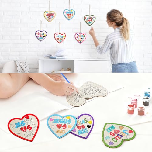 12 Sets Jesus Loves Me Wooden Crafts Sunday School VBS Kit - style: Jesus Loves Me