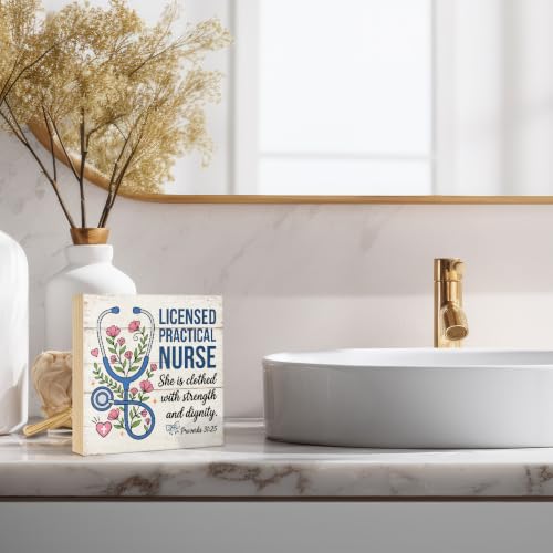 Funny Licensed Practical Nurse Wooden Box Sign Gifts for RN NP CNA - color: Pink-Blue