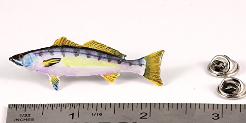 White Seabass Fish Pin, Pewter, Lapel, Hat, Pins, Brooch, Brooches, Jewelry, Gift, Handmade in the USA, 200 Fish Designs Available. S013Z - color: Hand Painted