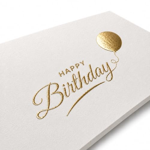 Happy Birthday Cards with Envelopes and Stickers, 24 Pack, Cream Greeting Cards with Gold Foil Balloon Design, Elegant Birthday Card Set for Friends, Family, Clients (Cream) - color: Cream