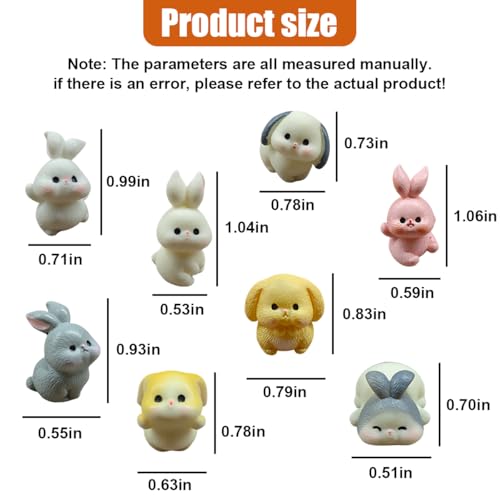 Mini Rabbit Car Dashboard Decorations, Funny Self-Adhesive Resin Car Rear View Mirror Ornament, Cute Automotive Interior Figurines Accessories for Women Girl (8PCS) - size: 8PCS