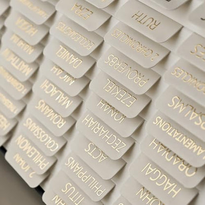 Laminated Bible Tabs for Women and Men, Gold Foil Embossed Lettering - style: Gray