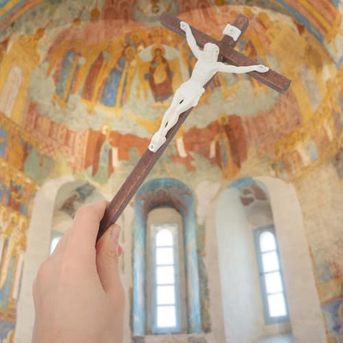 Luxshiny DIY Jesus Statue Decoration 3.93 Inch Christian Crucifix Wall Cross Figurines Set of 5 for Home and Office Religious Craft Ornament