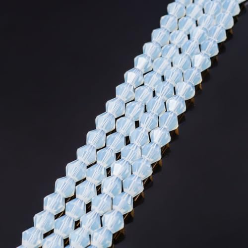 250pcs Czech 6mm (0.24 Inch) Faceted Bicone Crystal Glass Beads Spacer Bulk White Opal - color: White Opal, size: 6mm - 250pcs