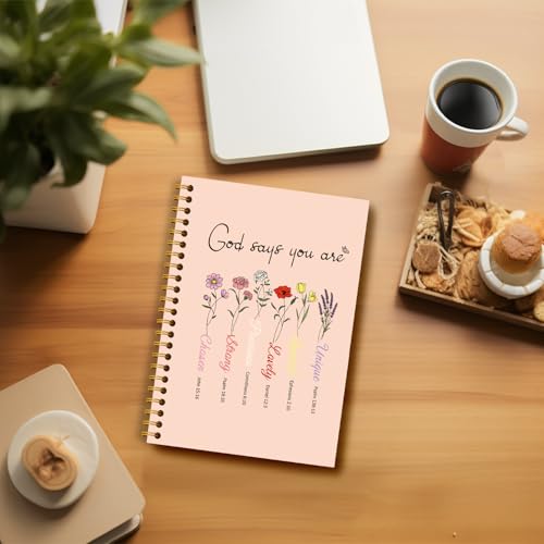 Christian Floral Notebook, God Says You Are Bible Verse Journal, Christian Gifts for Women, Inspirational Religious Hardcover Spiral Notebooks Journals, 5.5x8.3 Inch - color: Christian Floral
