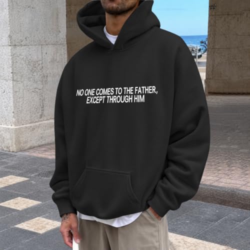 BeWithYou Christian Jesus Hoodies for Men Religious Faith God Sweatshirt Inspirational Bible Verse Graphic Hoodie Pullover - color: Black, size: Large
