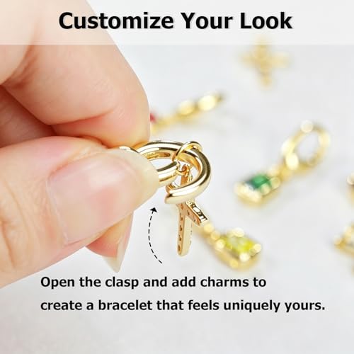 Free bird 14K Gold Cross Birthstone Bracelets for Women Dainty Charm - color: 10-Oct.