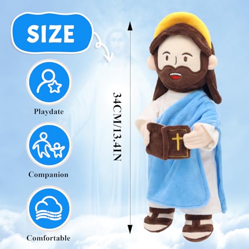 Yelakey Speaking Jesus Plush Doll 13.4",Religious Gift for Kids - color: Blue