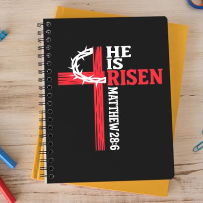 Premium He is Risen Cross Decal – Christian Jesus Car Sticker with Bible Verse Matthew 28:6, Durable Weatherproof Religious Vinyl Window Decal Size 6x6 inches