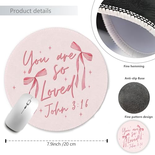 Coquette Pink Bow Mouse Pad,Girly Office Supplies, Girly Preppy Bow Mousepad Mouse Mat with Non-Slip Rubber Base for Home Office Desk Accessories,7.9x7.9 Inch - color: Color-1