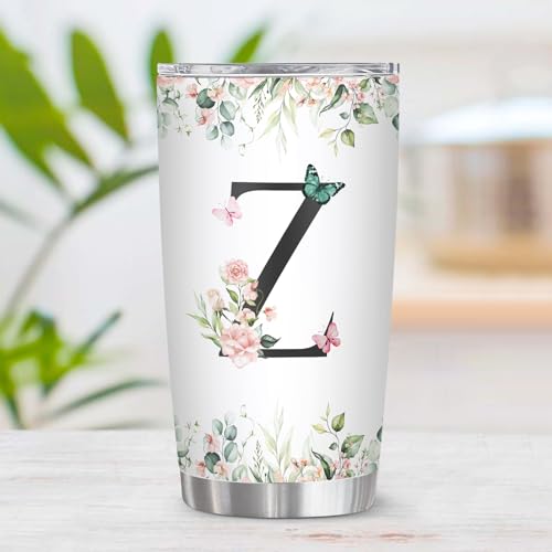 Personalized Initial Z Tumbler 20oz, Monogrammed Gift for Women Birthday Mothers Day Religious Gift, Personalized Christian Gift for Women Initial Coffee Mug - style: Initial Z cup