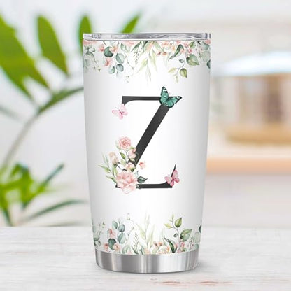 Personalized Initial Z Tumbler 20oz, Monogrammed Gift for Women Birthday Mothers Day Religious Gift, Personalized Christian Gift for Women Initial Coffee Mug - style: Initial Z cup