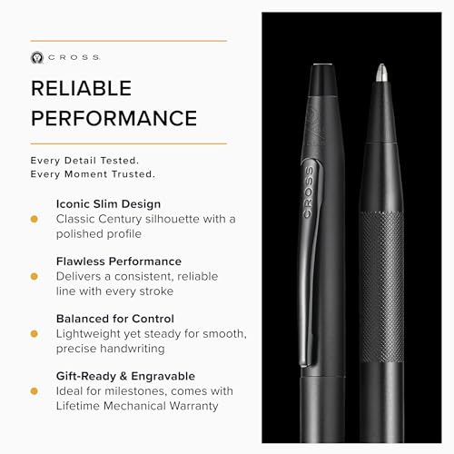 Cross Classic Century Black PVD Micro-knurl Ballpoint Pen, Black Ink - color: Black Micro-knurl