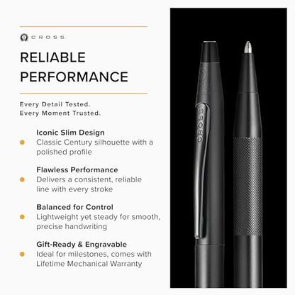 Cross Classic Century Black PVD Micro-knurl Ballpoint Pen, Black Ink - color: Black Micro-knurl