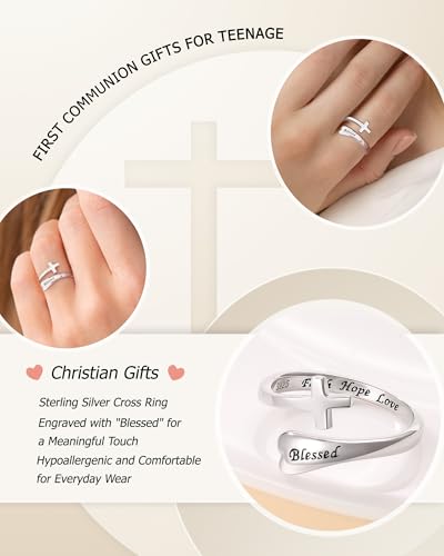 Confirmation Gift for Women 925 Sterling Silver – My Beloved, Wear This Cross Ring as a Symbol of Faith, Hope, and Love. A Gift of Encouragement and Strength, Wrapped in Divine Blessings. May It Remind You of My Eternal Love and Guide You on Your Journey