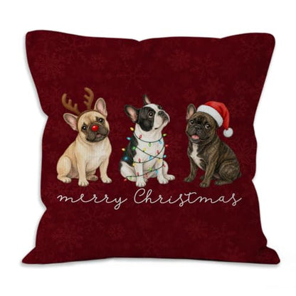 Christmas French Bulldog Throw Pillow Covers 18x18 Home Decor - color: French Bulldog