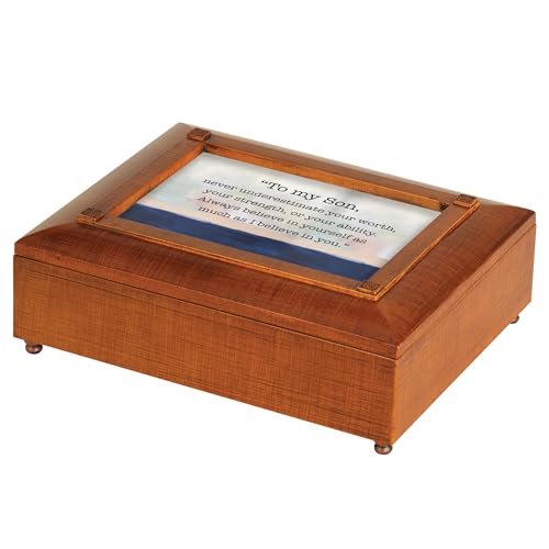Cottage Garden JBRB16 To My Son, Never Underestimate Your Worth Woodgrain Finish Polymer Photo Frame Jewelry Valet Storage Box - style: To My Son, Never Underestimate Your Worth