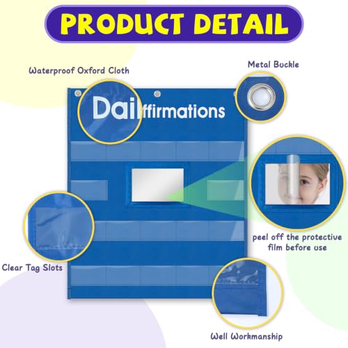 Daily Affirmation Pocket Chart with Mirror for Classroom - size: Daily Affirmations