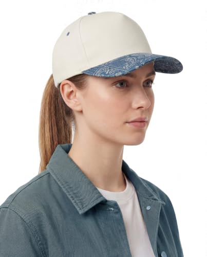C.C Women's Criss-Cross Ponytail Trucker Hat - Snapback, One Size - color: Paisley-dk. Denim