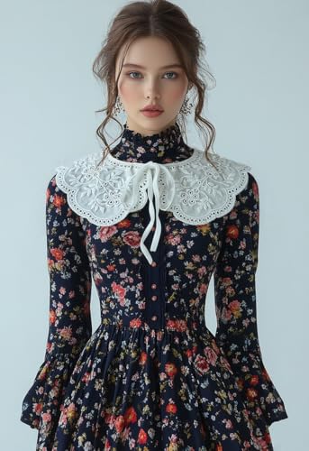 White Lace Detachable Fake Collar for Women Summer Dresse and Shirt - style: Orchid