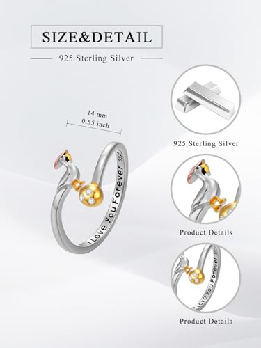 Dorunmo Adjustable Open Rings 925 Sterling Silver Cute Animal Rings for Women Vintage Jewelry Gifts - style: Goose