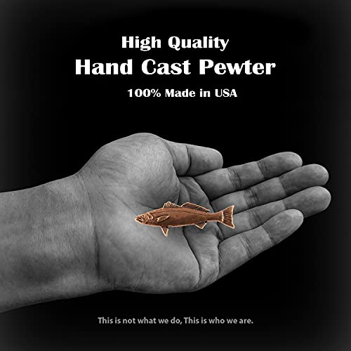 White Seabass Fish Pin, Pewter, Lapel, Hat, Pins, Brooch, Brooches, Jewelry, Gift, Handmade in the USA, 200 Fish Designs Available. S013Z - color: Copper Plated