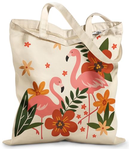 Miss Adola Canvas Tote Bag with Zipper for Women - color: Flamingo