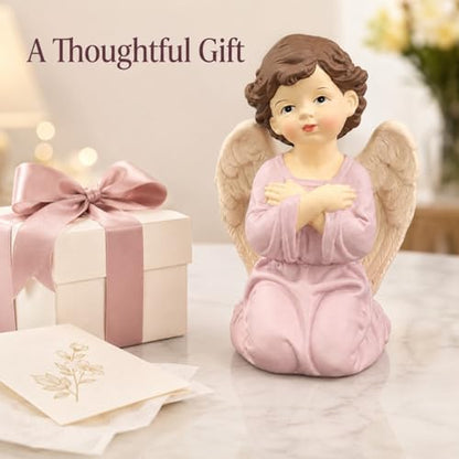 Praying Angel Figurine, Kneeling Guardian Angel Statue - size: 3.74"H