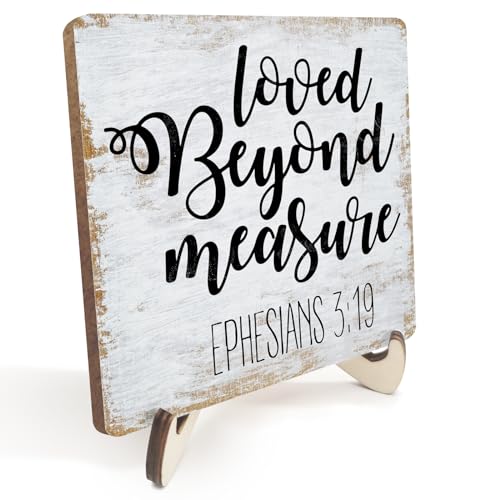 Inspirational Positvie Rustic Desk Decor Decorative Christian Gifts Religious Bible Verse Faith Decoration for Home Farmhouse Office Table Shelf Tiered Tray Plaque with Wood Stand - color: multicolour0329