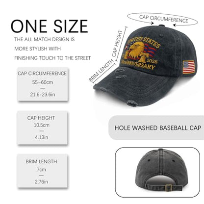 250th Anniversary 250 Years Freedoms Baseball Hat Running Embroidered Cap for - color: 250th Anniversary 8
