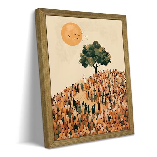 Framed Jesus Feeds the 5000 Wall Art, Vintage Christian Bible Art Canvas Prints, Inspirational Religious Artwork Wall Decor for Living Room Bedroom Prayer Room – 8x10in - color: Jesus D, size: 10"L x 8"W