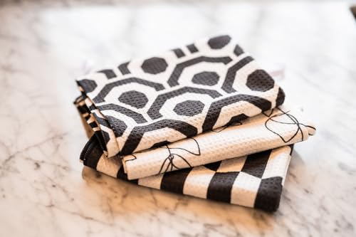 Kitchen Towels, Dish Towels for Kitchen, 3 Pc Kitchen Towel Set - color: Black