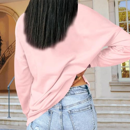 Cat Sweatshirts for Women Graphic Print Sweatshirt Funny Long Sleeve Shirt Cute Pullover Lightweight Hoodie Tops - color: Pink, size: Small