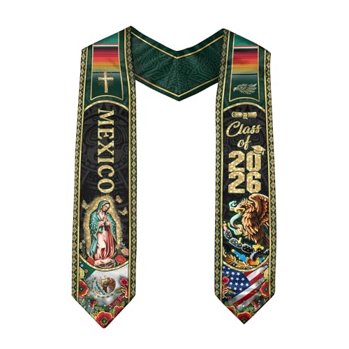 Mexico Graduation Sash, Cross Graduate Stole, Class Of 2026, Mexican Stole - color: Ds 04